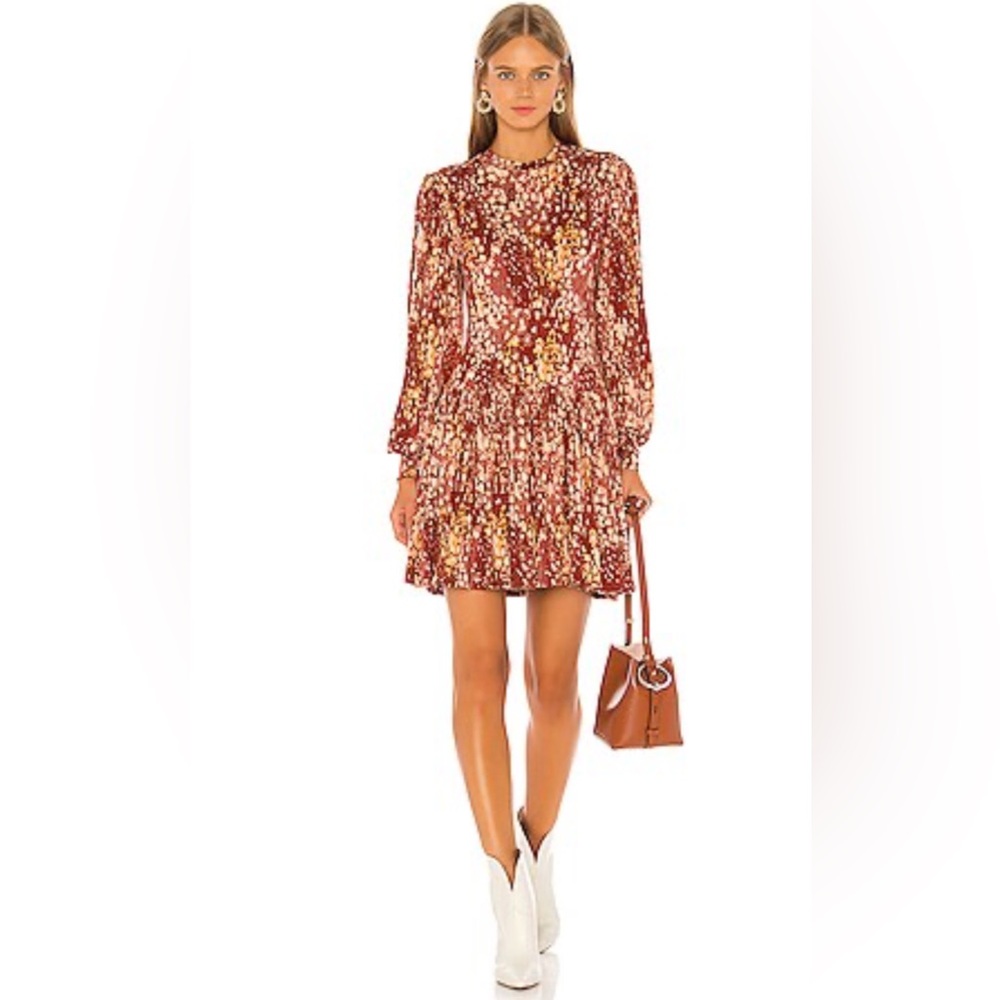 Free People Floral Print Long Sleeve Dress